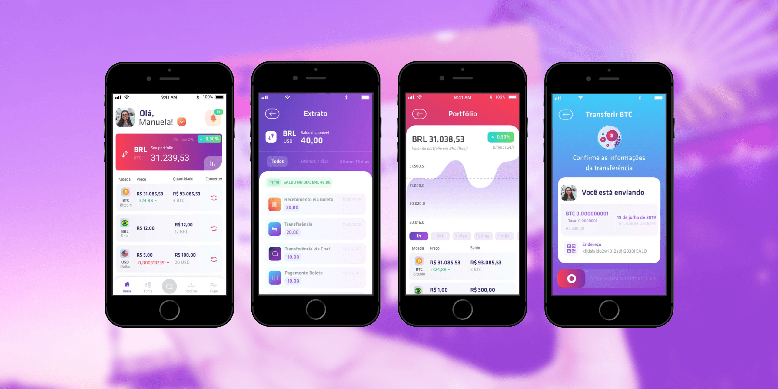 Pantallas de la app Zro Bank